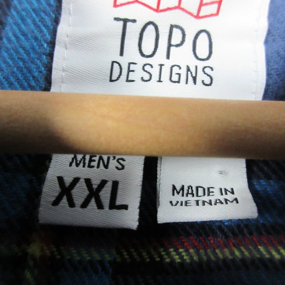 Topo Designs Flannel Shirt Men XXL Blue Plaid Button Up Long Sleeve Casual 496 - Picture 3 of 12
